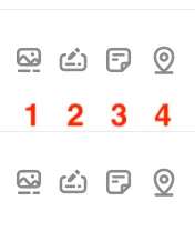 A close-up of the four proof of delivery icons numbered 1 to 4 in red: photo, signature, note and location pin